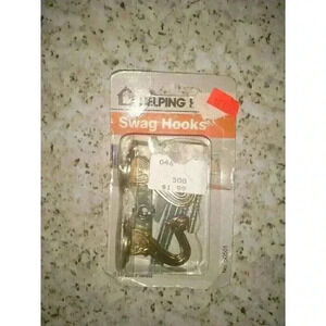 Vintage Helping Hand Swag Hooks Brass Plated #50501 New